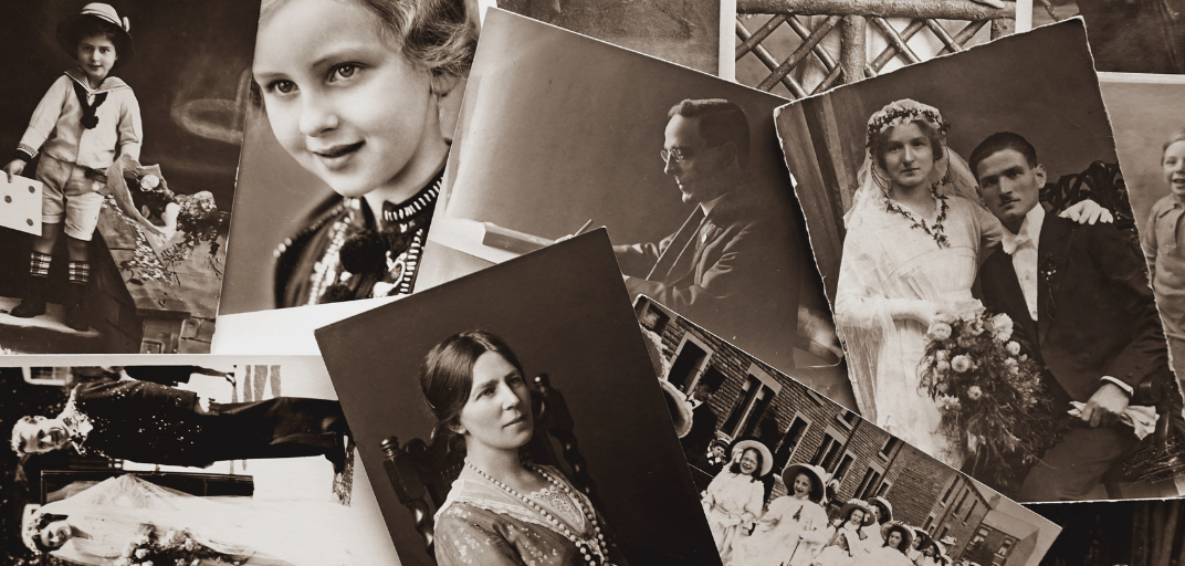 Living History seeks to bridge the gap in understanding between past and present changemakers from across the globe. Collage of black and white photos from the early 1900's depicting families, weddings, and other life events.